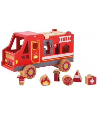 Joueco Drewniany wóz strażacki 