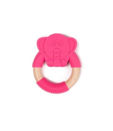 Bo Jungle B-Gryzak drewniano-silikonowy Animals Elephant Pink