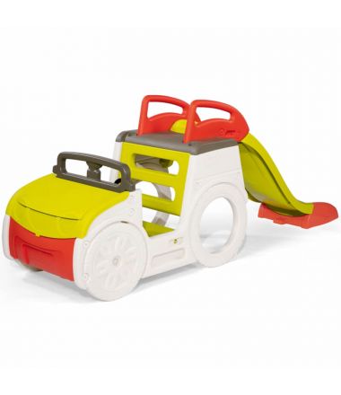 Plac zabaw - samochód przygód ze zjeżdżalnią i piaskownicą Smoby