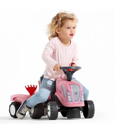 Traktorek Baby Girly New Holland różowy z przyczepką + akcesoria FALK 