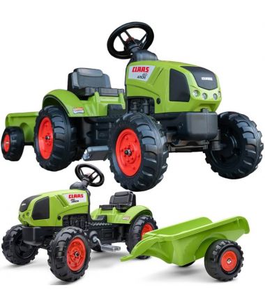 Traktor Claas zielony na pedały z przyczepą + klakson FALK 