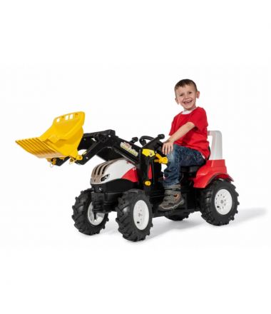 Czerwony traktor na pedały dla dzieci rollyFarmtrac Steyr 6300 Terrus CVT z łyżką Rolly Toys