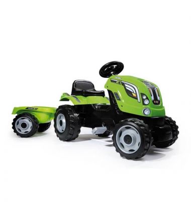 Traktor na pedały dla dziecka XL z przyczepą - zielony SMOBY