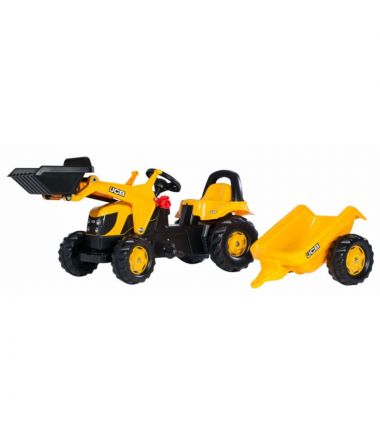 Traktor na pedały dla dziecka z łyżką i przyczepą - JCB Rolly Toys