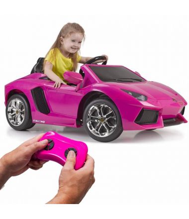 Samochód elektryczny na pilot do wożenia dziecka Lamborghini Aventador Pink 6V FEBER
