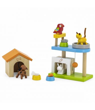 Drewniany plac zabaw - zwierzęta domowe - zestaw do zabawy dla dziecka VIGA