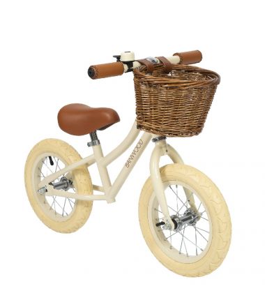 Banwood FIRST GO! rowerek biegowy cream - piękny wiklinowy koszyczek 
