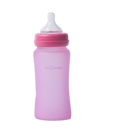 Bo Jungle B-Thermo butelka szklana dla niemowląt 240 ml Różowa