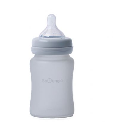 Bo Jungle B-Thermo butelka szklana dla niemowląt 150 ml Szara