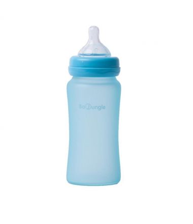 Bo Jungle B-Thermo butelka szklana dla niemowląt 240 ml Turkusowa