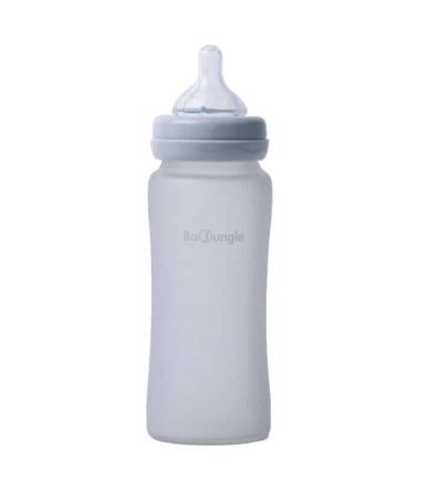 Bo Jungle B-Thermo butelka szklana dla niemowląt 300 ml Szara