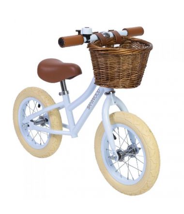 Banwood FIRST GO! rowerek biegowy sky - piękny wiklinowy koszyczek