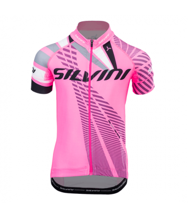 Koszulka rowerowa dziecięca Silvini team pink-cloud