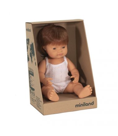 Lalka chłopiec Europejczyk Miniland Rude włosy 38 cm