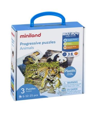 Miniland Edukacyjne puzzle progresywne Zwierzęta