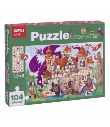Puzzle obserwacyjne marki Apli Kids - Zamek 104 el. dla dzieci 5+