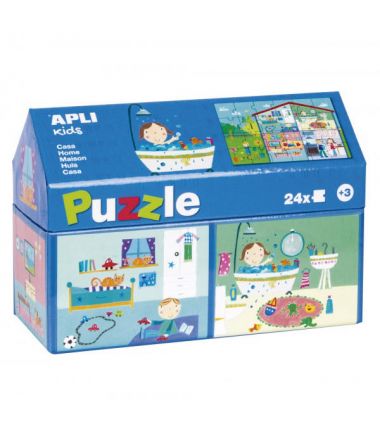 Puzzle w kartonowym domku Apli Kids - W domu 3+