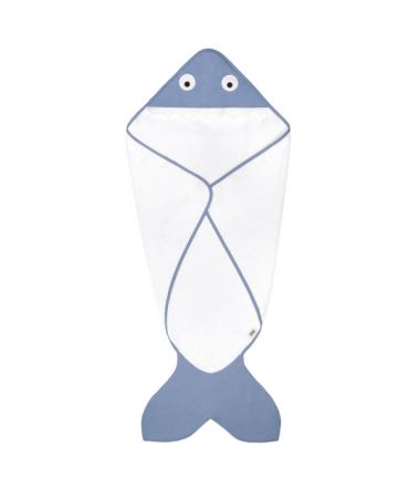 Baby Bites Ręcznik z kapturkiem Shark 75 x 75 cm niebieski