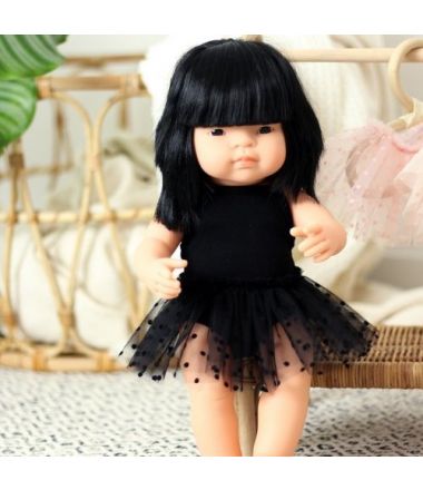 czarna baletnica body i spódniczka dla lalki 40 cm