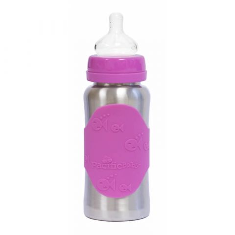 Butelka ze smoczkiem Pacific Baby GroGrow 300 ml silver pink