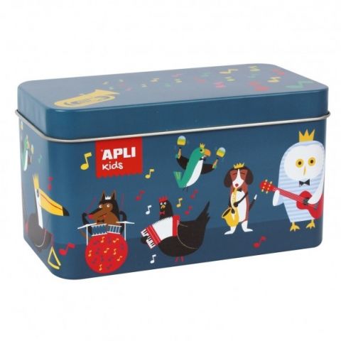 Puzzle dwuczęściowe w metalowym pudełku Apli Kids Instrumenty dla dzieci 3+
