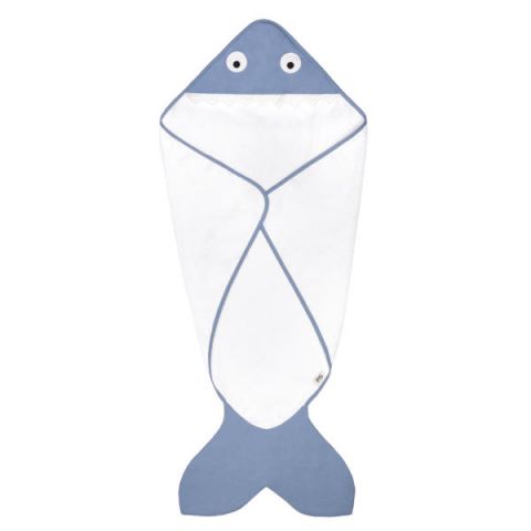 Baby Bites Ręcznik z kapturkiem Shark 75 x 75 cm niebieski